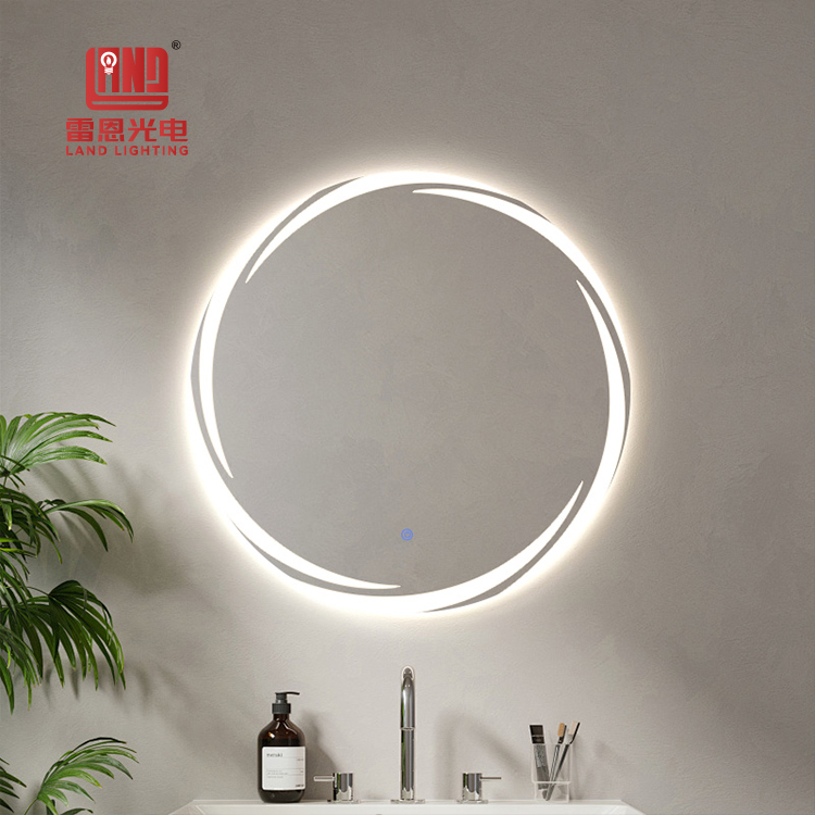 Espejo de baño moderno con luz LED de tres colores, antivaho, para montar en la pared y con toque inteligente