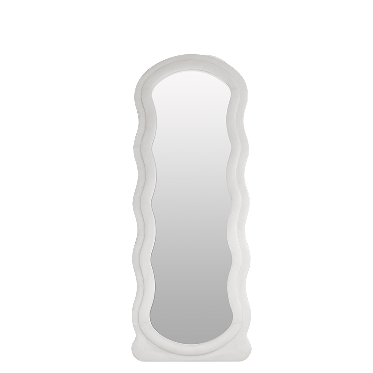 Pluche Fluffy Frame Wave Line Spiegel op ware grootte