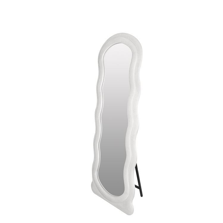 Pluche Fluffy Frame Wave Line Spiegel op ware grootte