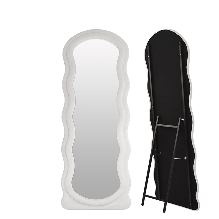 Pluche Fluffy Frame Wave Line Spiegel op ware grootte