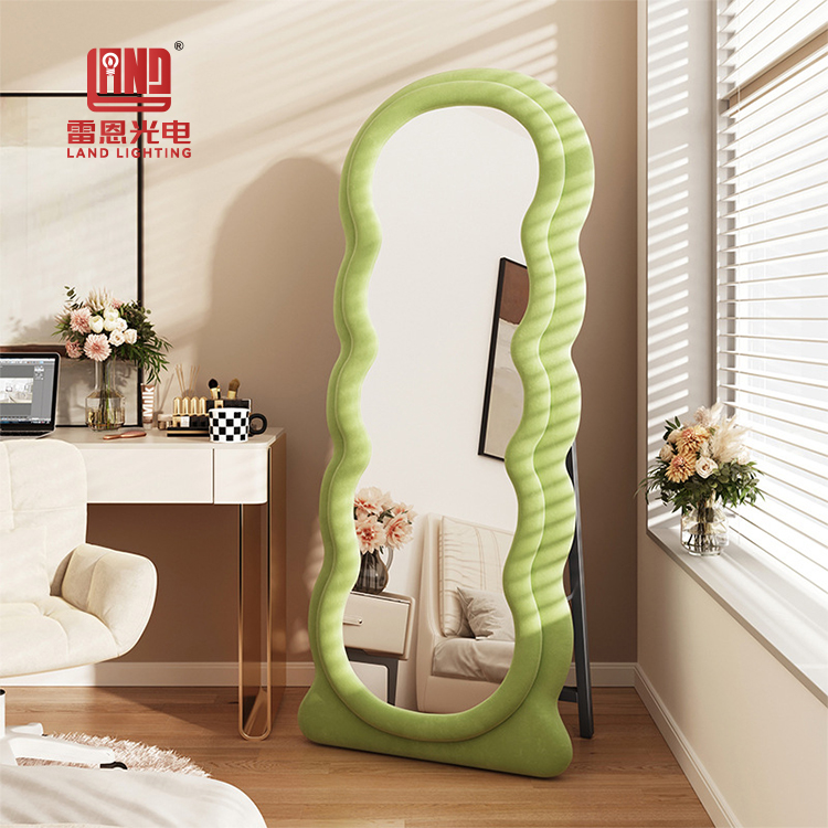 Pluche Fluffy Frame Wave Line Spiegel op ware grootte