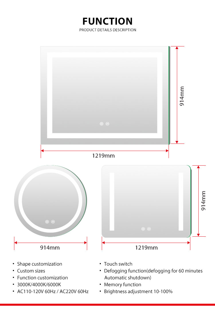 Multi-function bathroom mirror
