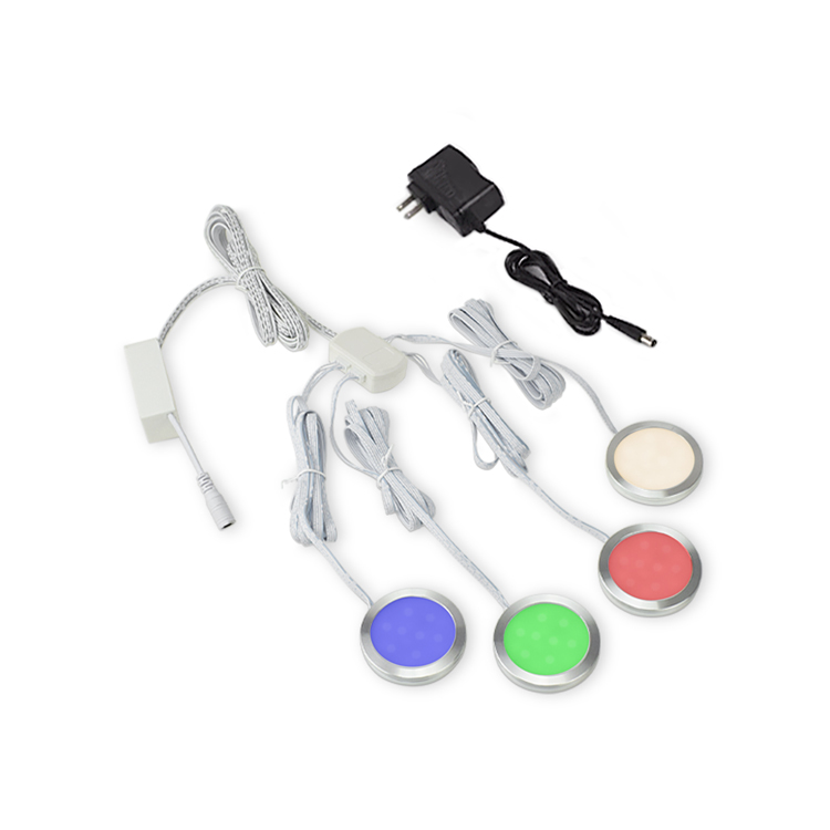 Luz RGB de disco con control remoto y atenuación para gabinete inteligente