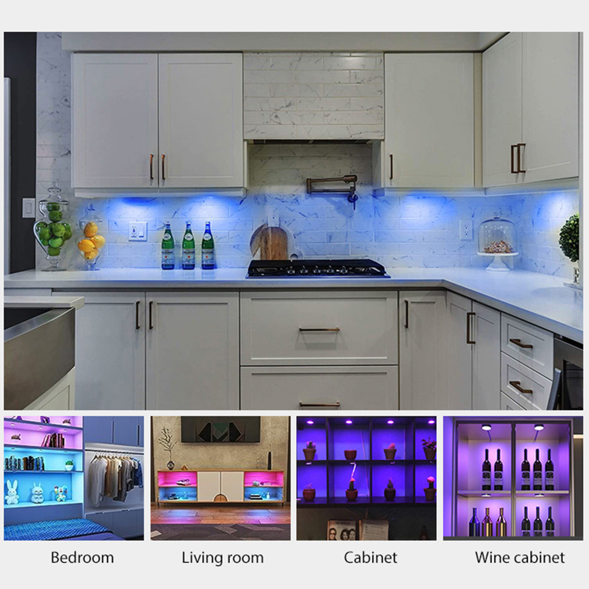 Luz RGB de disco con control remoto y atenuación para gabinete inteligente