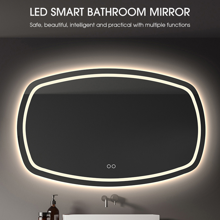 Espejo de baño de pared sin marco con luz LED antivaho