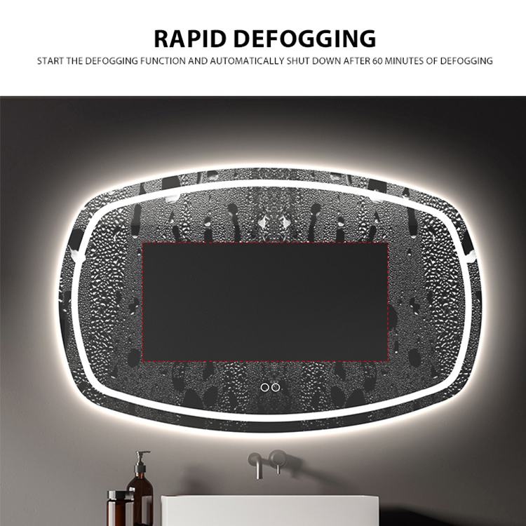 Espejo de baño de pared sin marco con luz LED antivaho