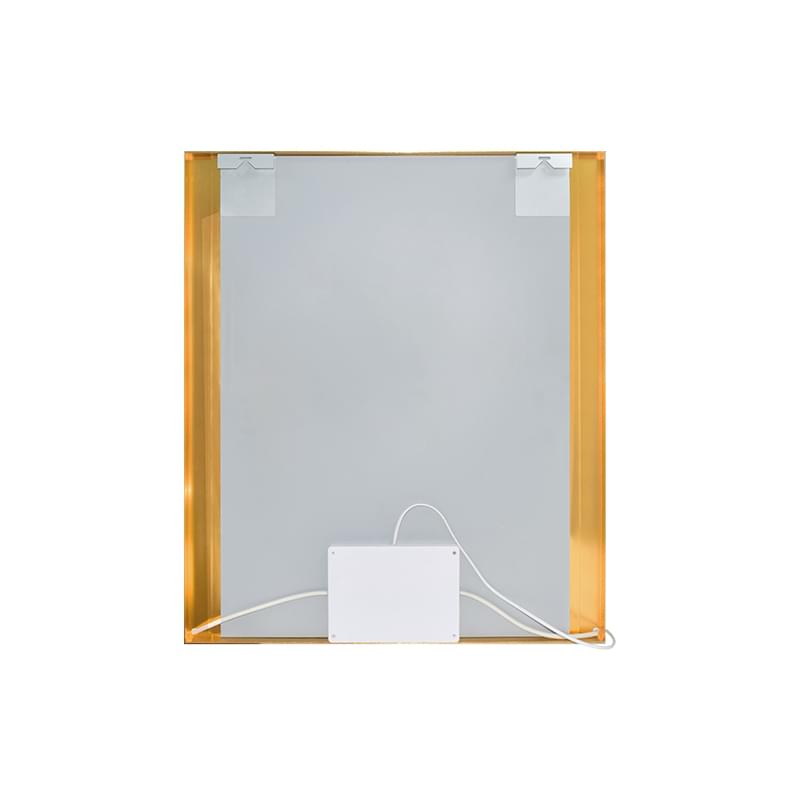 Gold Metal Frame Wall Mirror with Ribbed Glass Side Panel