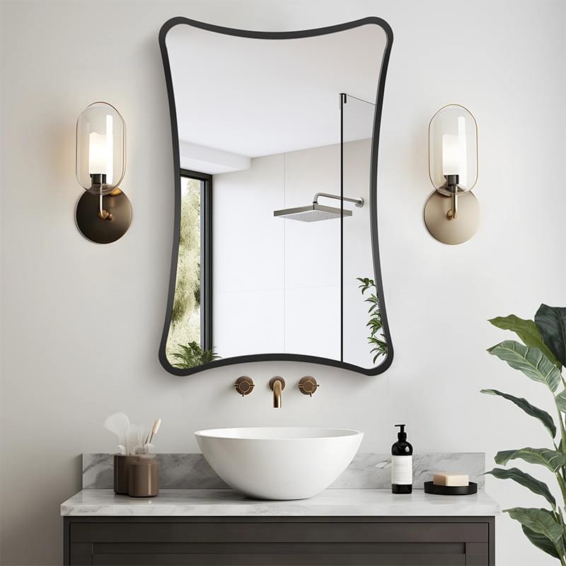 Black Aluminum Butterfly Vanity Mirror with Unique Wing-Shaped