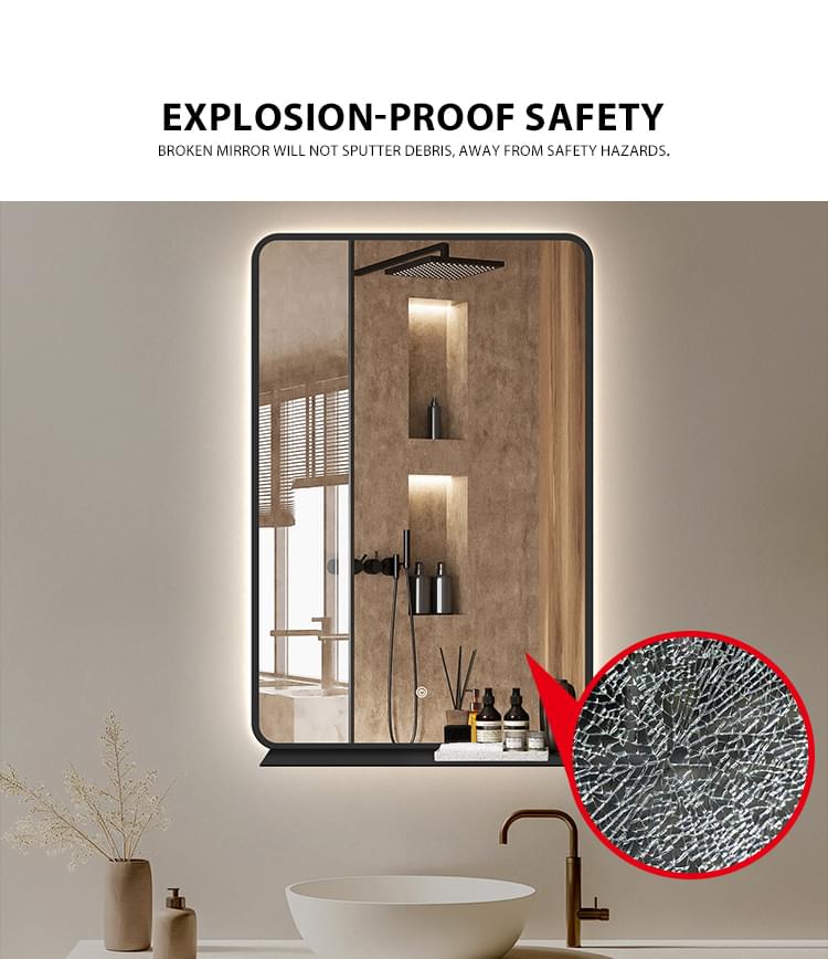 bathroom vanity mirror with lights and storage