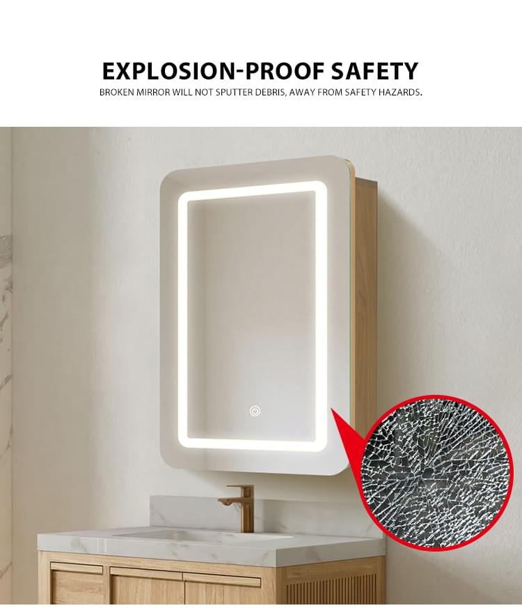 LED bathroom mirror cabinet with storage