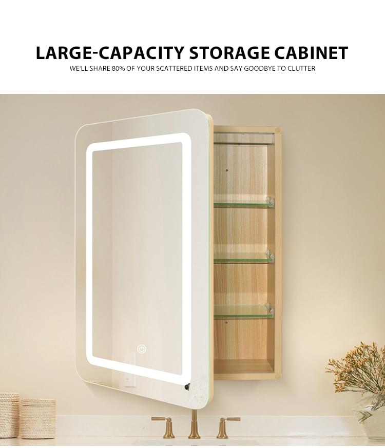 Wall mounted vanity mirror cabinet with lights