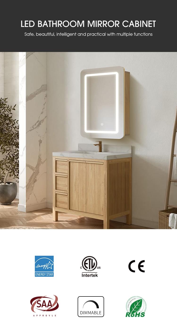 Wall mounted vanity mirror cabinet with lights