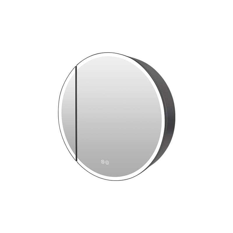 Wall-Mounted LED Lighted Bathroom Round Mirror Medicine Cabinet