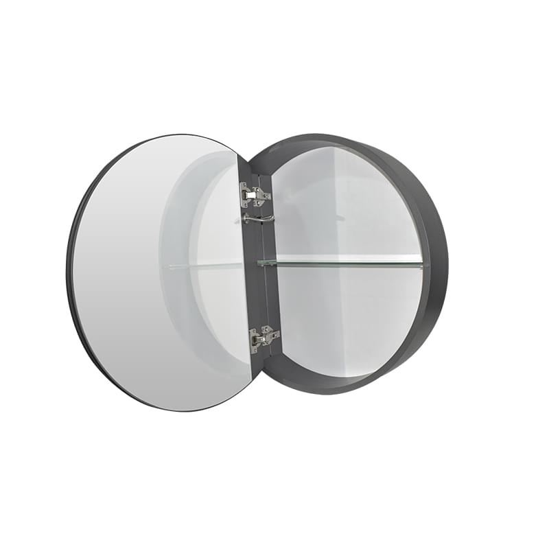 Wall-Mounted LED Lighted Bathroom Round Mirror Medicine Cabinet