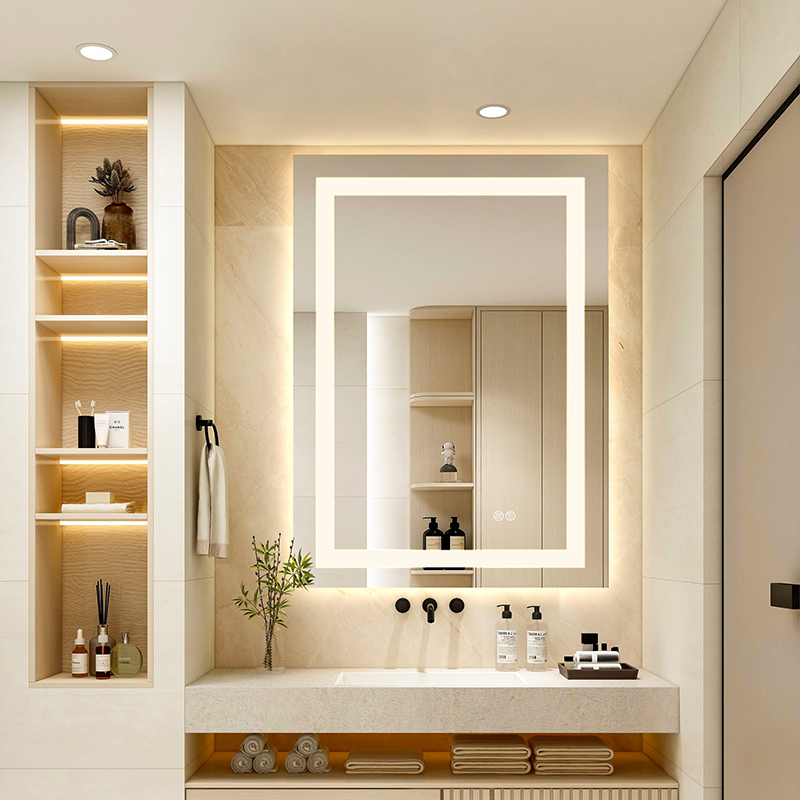 led mirror with anti fog pad