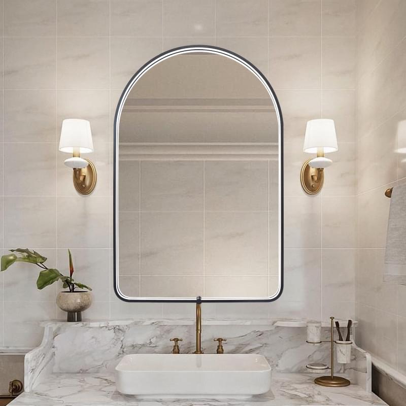Arched Metal Framed LED Bathroom Mirror with In-Frame Touch Control
