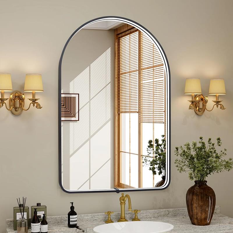 Arched Metal Framed LED Bathroom Mirror with In-Frame Touch Control