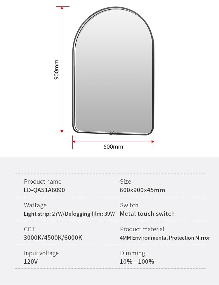 Arched LED Bathroom Mirror