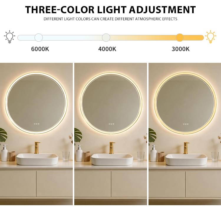 led bathroom mirror round