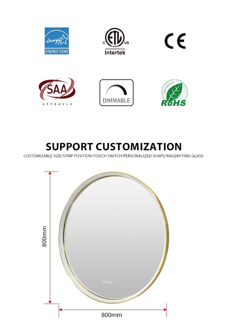 led bathroom mirror round