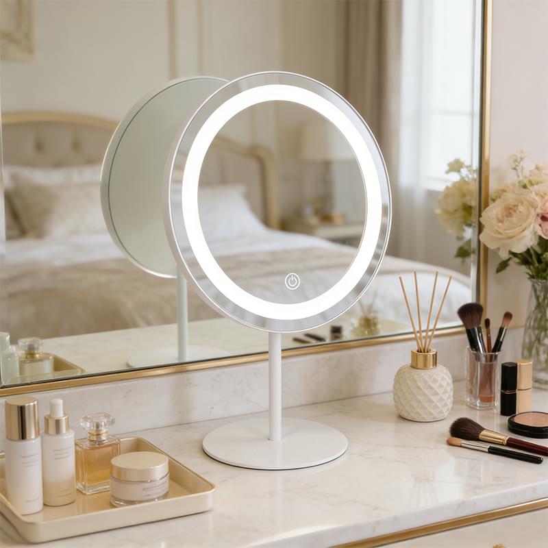 Adjustable Height Makeup Vanity Mirror with Lights