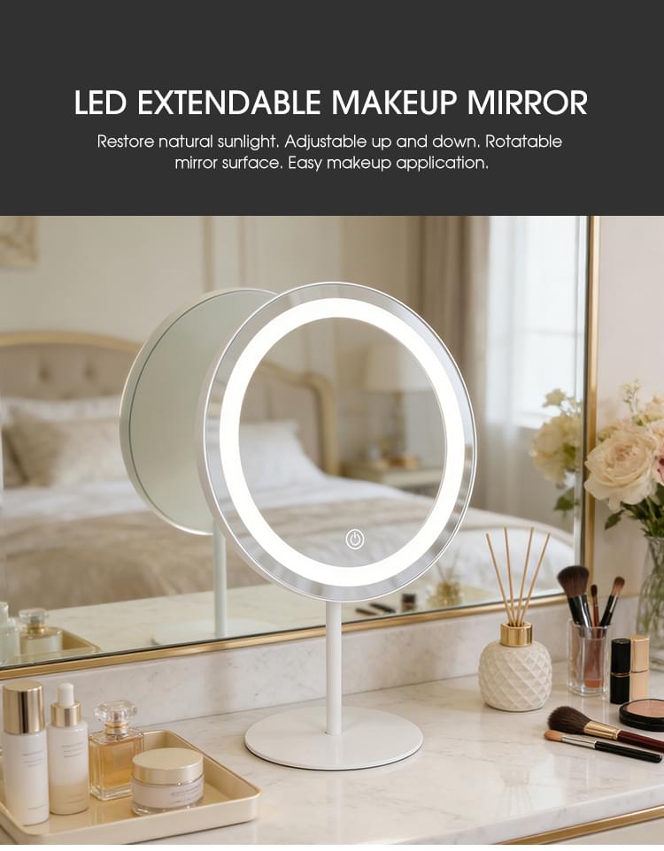 mirrored makeup vanity with lights
