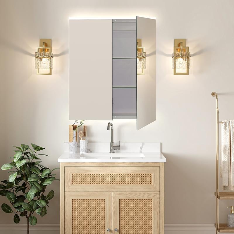 Wooden LED Mirror Cabinet | Infrared Sensor | Up/Down Illumination