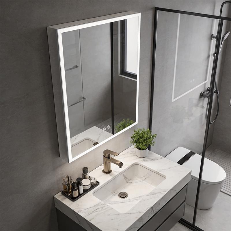 Recessed or Surface Mount LED Mirror Cabinet | Built-in Plug Socket