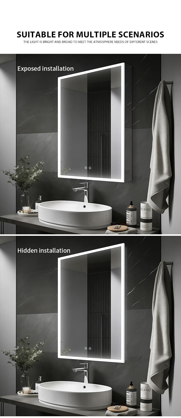 Surface Mount LED Mirror Cabinet
