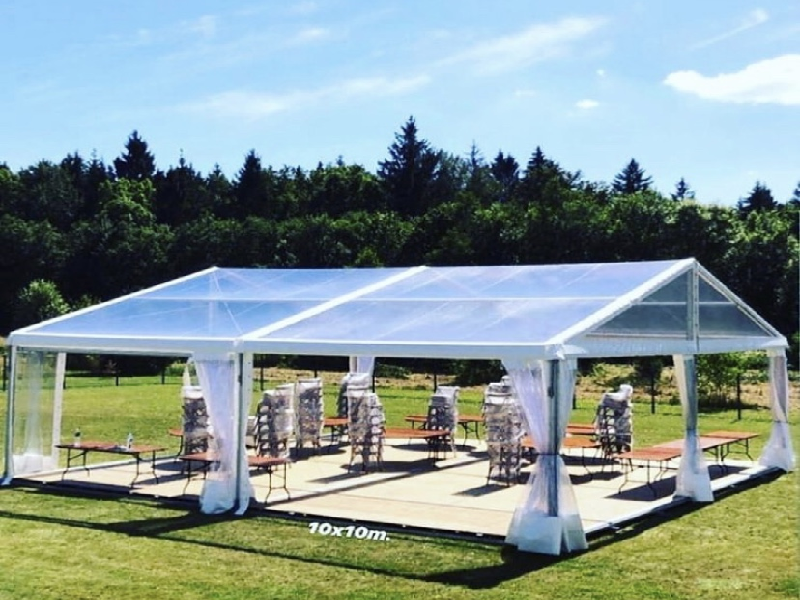Transparent A-shaped tent for party activities
