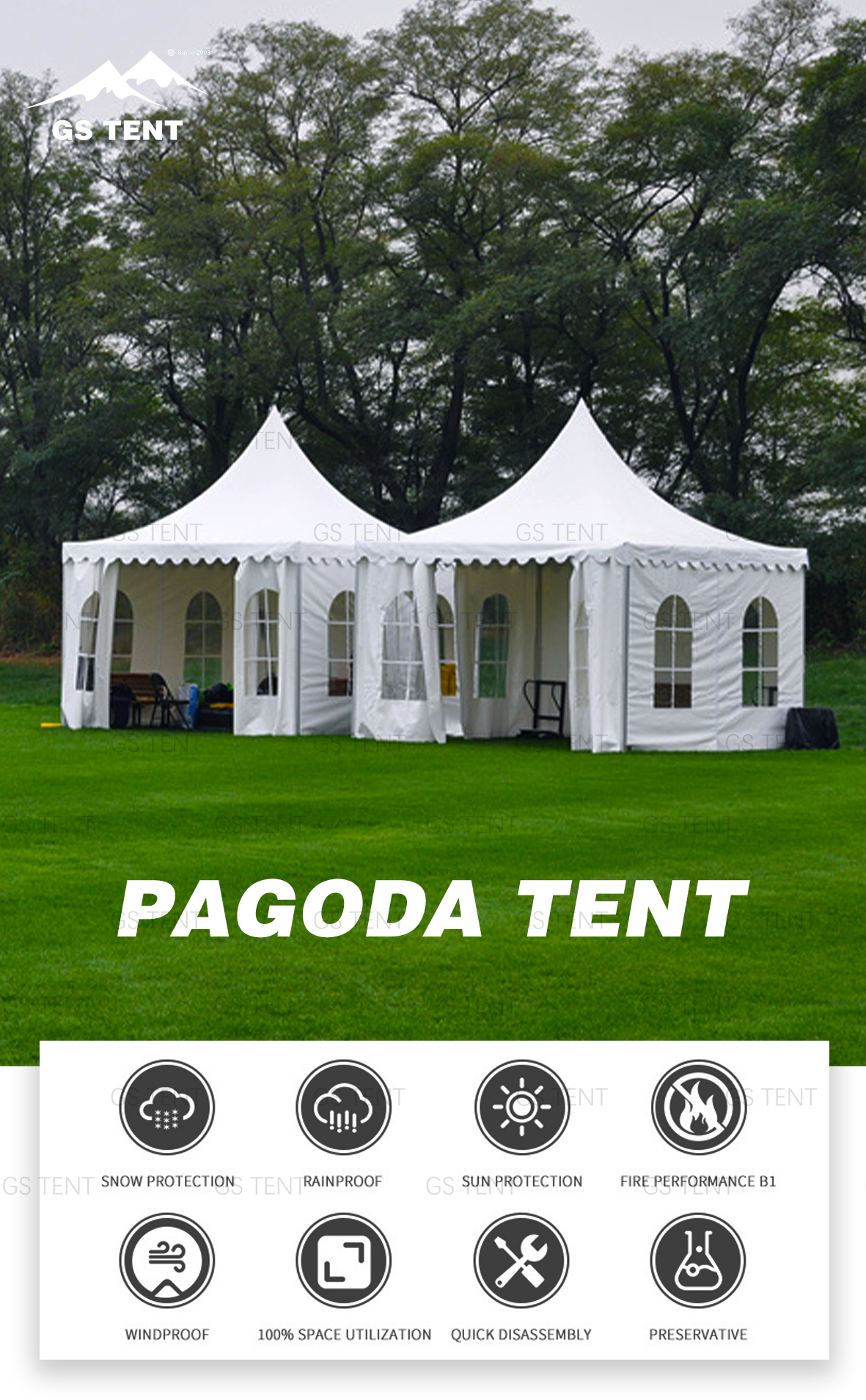 10x10m pagoda tent