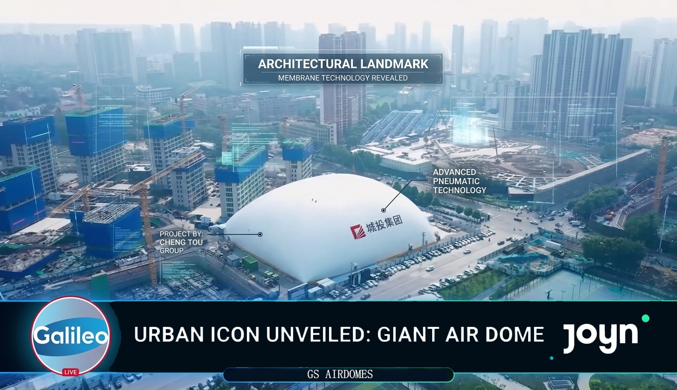 German TV reporting on GS DOMES air-supported sports dome