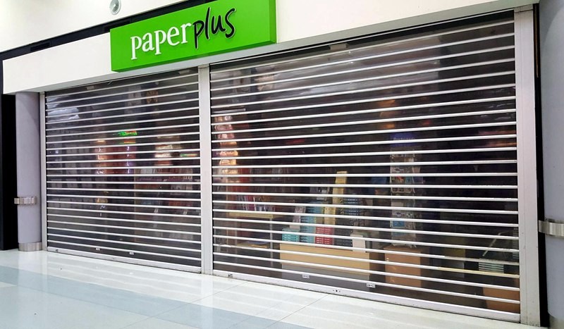 Polycarbonate roller shutter door for shopping mall