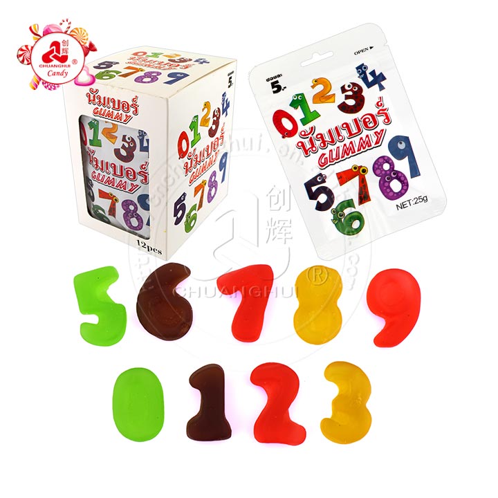 Supply Hot selling fruit jelly candy numerical shaped gummy