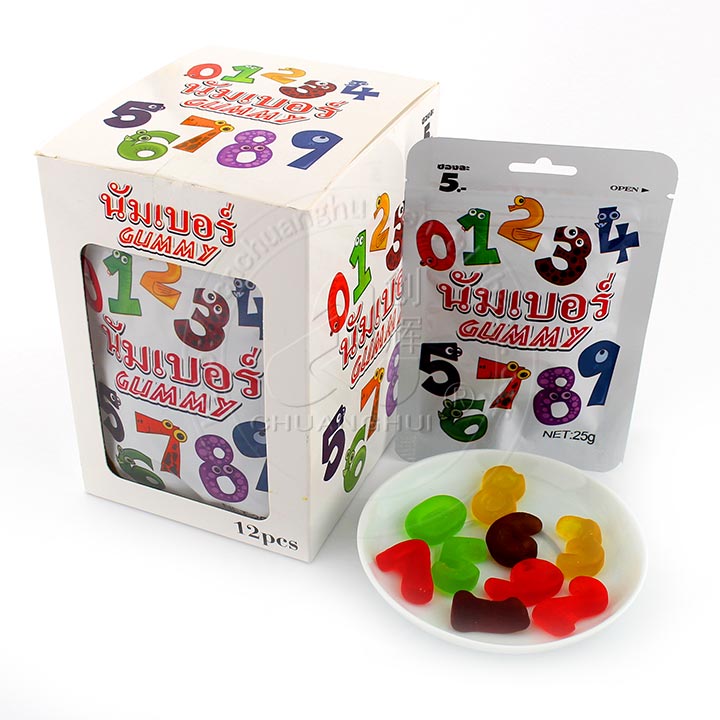 Supply Hot selling fruit jelly candy numerical shaped gummy