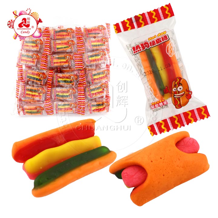 Supply Hot dog shape fruit flavor chewy candy hot dog gummy candy