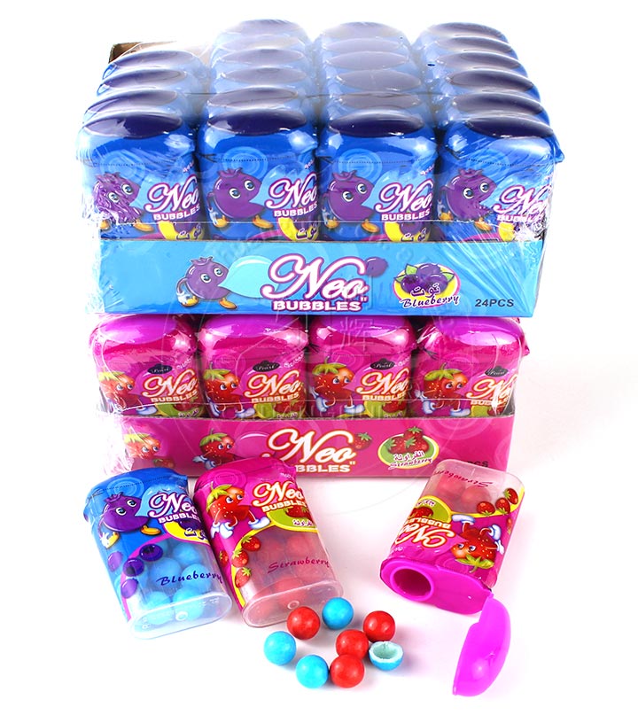 Two flavors blueberry and strawberry NEO bubble gum ball in bottle CH-E261