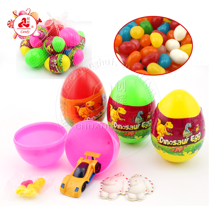 car toy with jelly bean in dinosaur egg