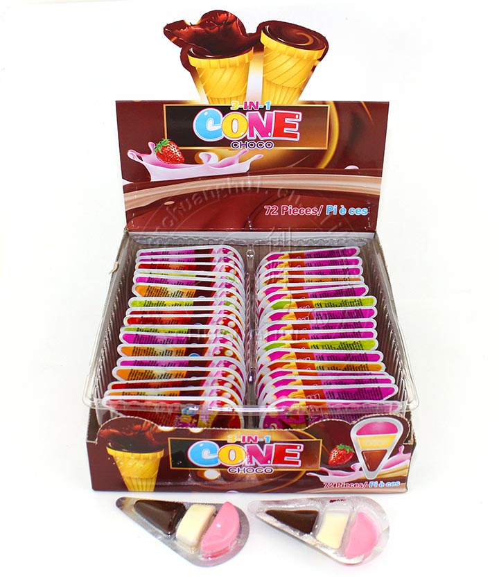 3 in 1 cone choco candy