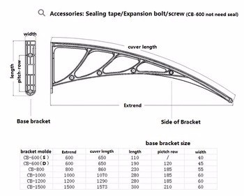 Water-Proof Anti-UV Awning Bracket Polycarbonate Awning