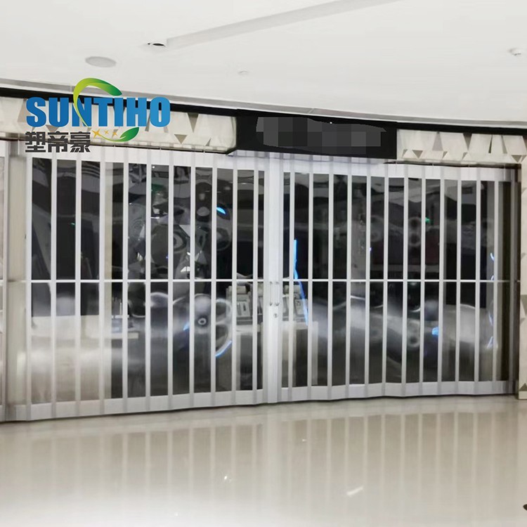 Aluminum frame PC material clear polycarbonate folding shop door factory manufactured