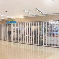 PC Aluminum Transparent polycarbonate folding front shop door for shopping mall