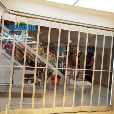 Cadre en alliage d'aluminium + porte pliante en PC transparent à usage commercial