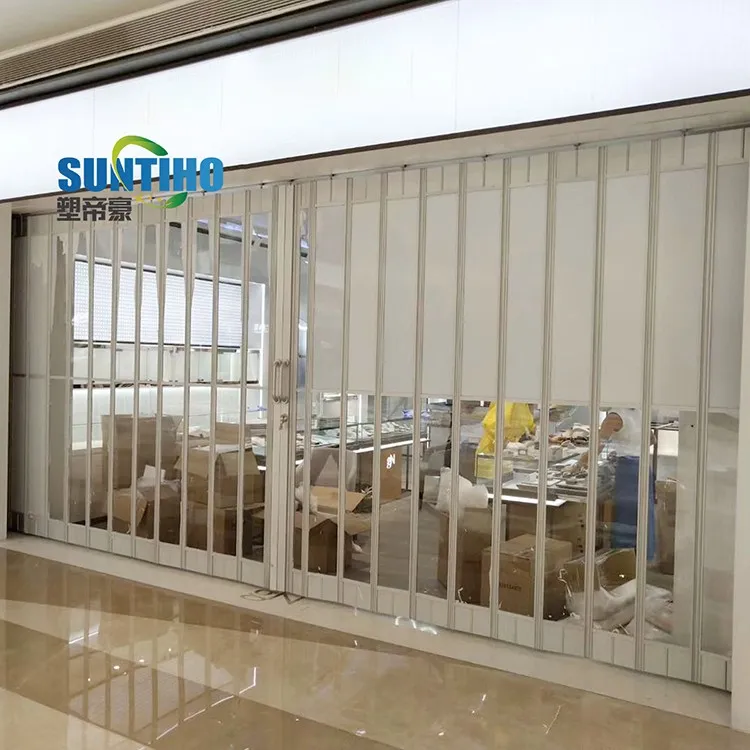 Aluminum alloyed frame+PC folding door transparent for commercial use