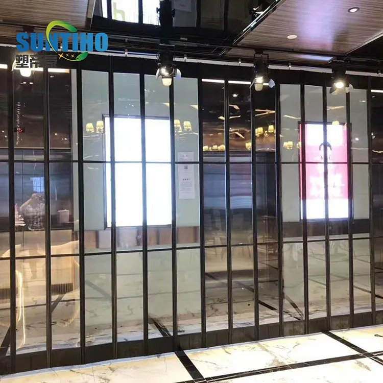 Fashionable Security Pc Crystal Clear Folding Door For school and/warehouse and supermarket