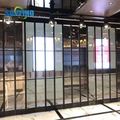 Transparent Breakthrough technology Aluminum pc folding door widely used in stores/shopping mall/emporium