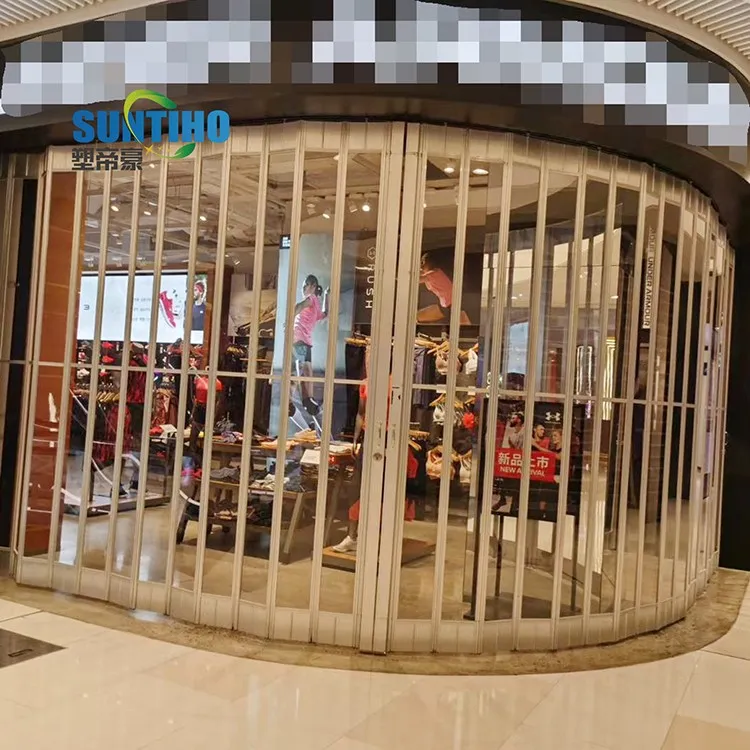 Fashionable Security Pc Crystal Clear Folding Door For school and/warehouse and supermarket