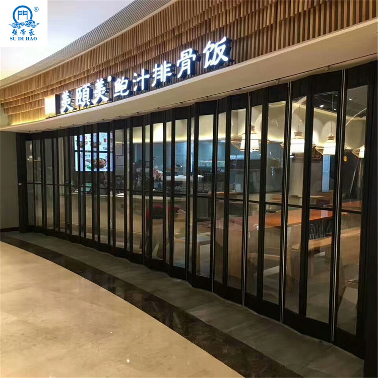 High quality Special technology aluminium PC plated folding door for supermarket