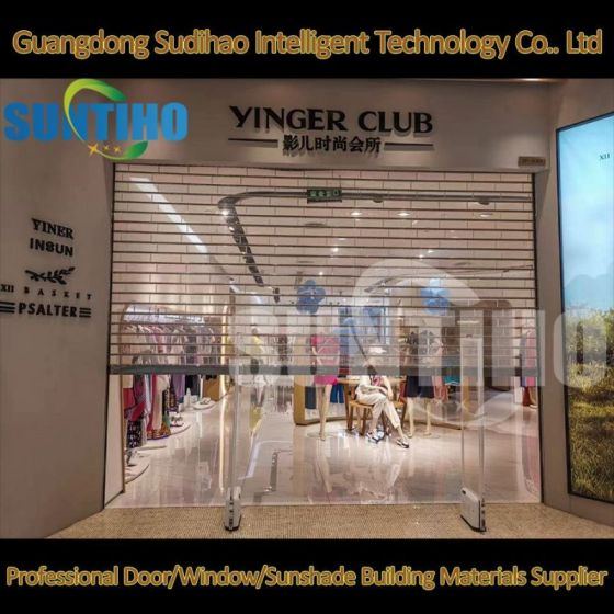 Porte d'obturation d'écran d'accordéon transparent en polycarbonate en aluminium pliant commercial