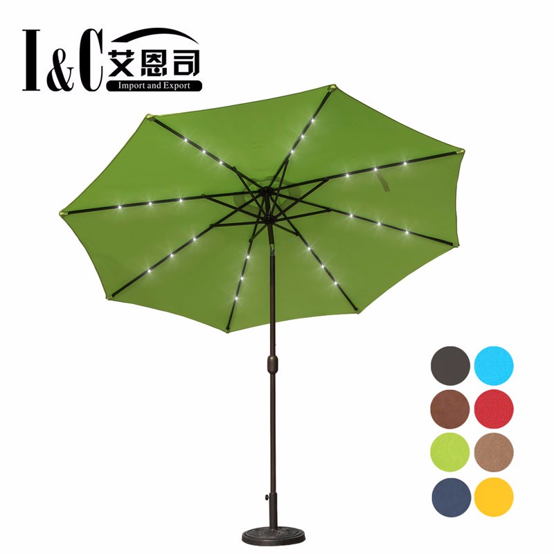 Supply Apple Green Brown 10 Ft Solar Powered 24 Led Lighted Patio Umbrella Factory Quotes Oem